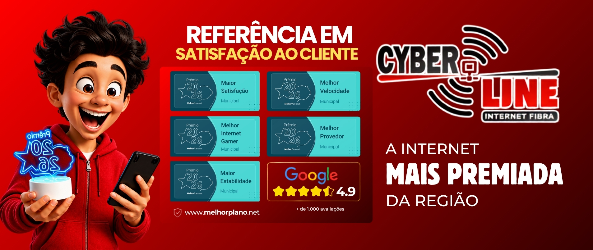 Conheça os planos Cyberline. Consulte a disponibilidade no seu endereço.